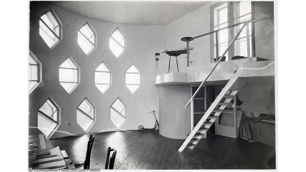 Konstantin Melnikov, Interno dello studio dell'architetto nella sua casa di Mosca, 1928